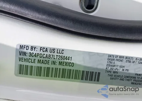 2020 Dodge Journey Se Value из США, поврежденный, VIN 3C4PDCAB7LT260441